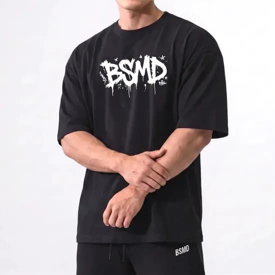 비스트모드 그래피티 로고 실켓 컴팩 헬스 오버핏 반팔 기능성 쿨링 티셔츠 짐웨어 BSMD
