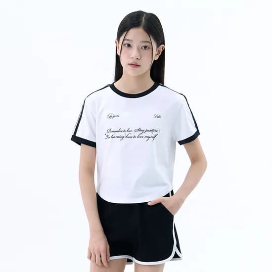 더데이걸 샤이닝 테잎 장식 반팔티 TGRA26514