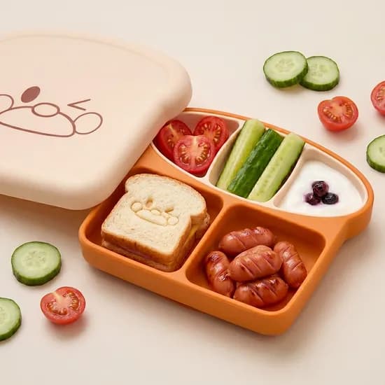 퍼기 브레드이발소 이유식 식빵 실리콘 흡착 식판 식기 그릇 5구 디바이더