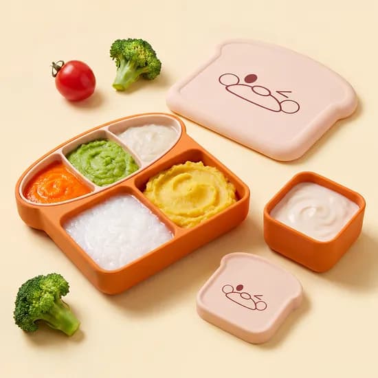 퍼기 브레드이발소 식빵 실리콘 흡착볼 흡착식판 이유식 용기 유아 아기 그릇 SET