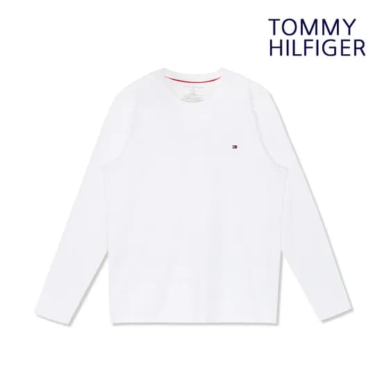 타미힐피거 긴팔티셔츠 스몰로고 화이트 09T3118-100