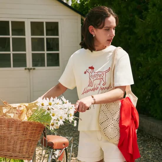 플라워 제리 반팔 티셔츠 FLOWER JERRY SHORT SLEEVE T-SHIRT / CREAM