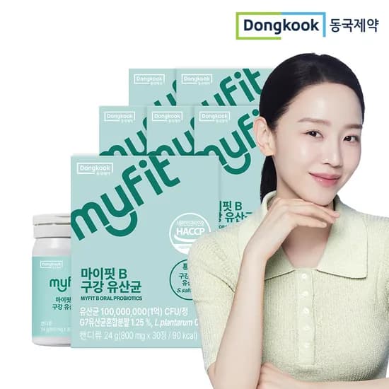 동국제약 마이핏B 구강유산균 특허균주 상쾌한 자일리톨 츄어블 캔디 민트향 30정, 6개