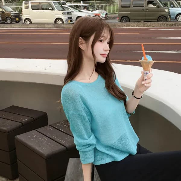 라운드넥 시스루 가을니트 nt5541