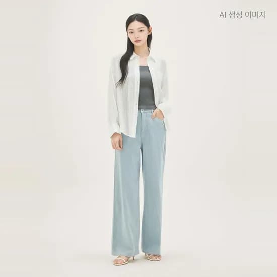 로엠 스트라이프 와이드 데님 팬츠 RMTJG26G13