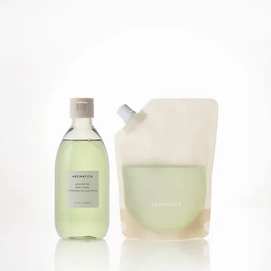 아로마티카 어웨이크닝 바디워시 300ML & 리필 300ML 세트 쿨링 바디워시 클렌져 샤워 젤