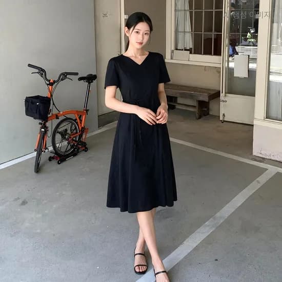 로엠 브이넥 롱 원피스 RMOWG26RT2
