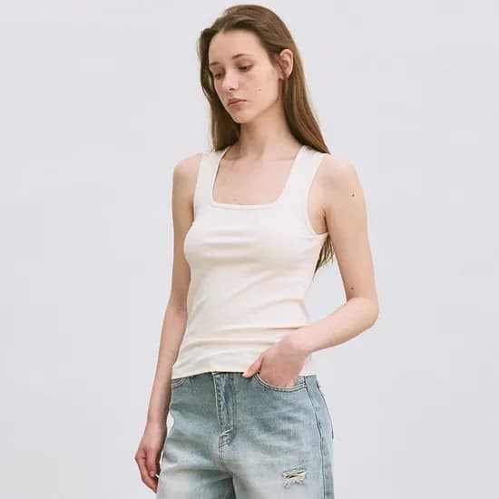 square neck tank top (cream)
