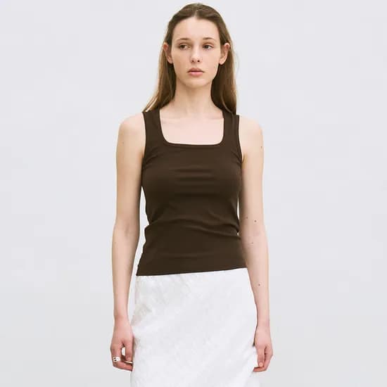 square neck tank top (brown)