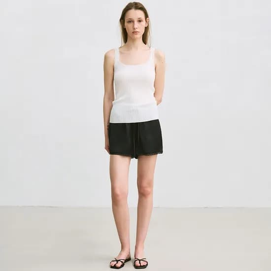 lace-trim mini shorts (dark navy)