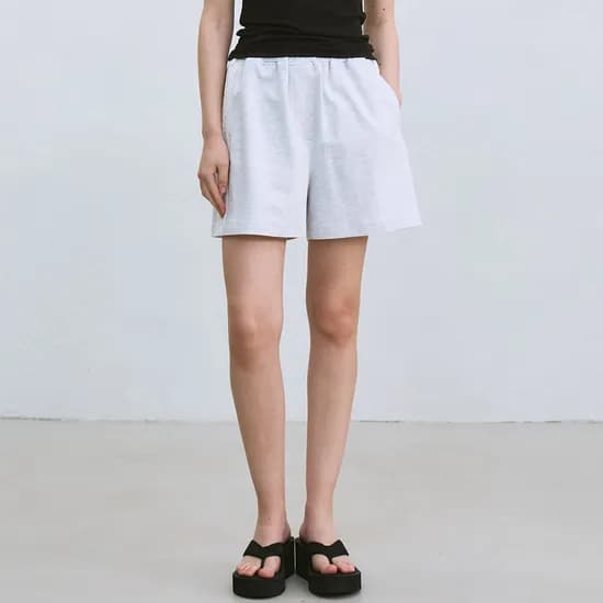 embroidered waistband shorts (melange gray)