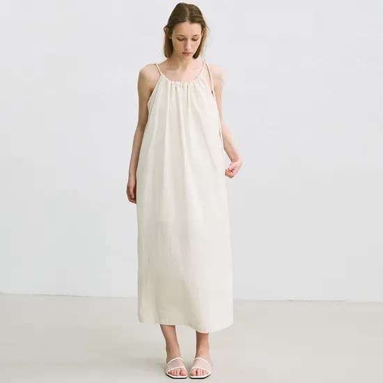 shirring maxi dress (ecru)