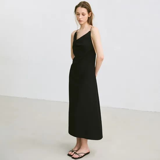 backless strap dress (black)
