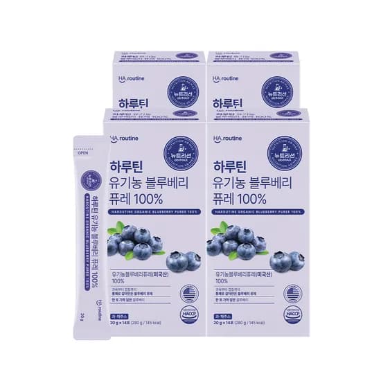 하루틴 유기농 블루베리 퓨레 100% 14포 4개