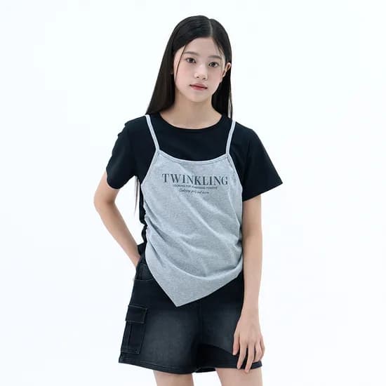 더데이걸 나시 셔링 레이어드 티셔츠 TGRA26502