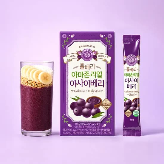홀베리 아마존리얼 아사이베리 15g 삼바존 아사이베리 퓨레 14포, 2개