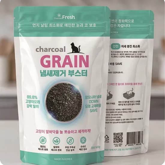 고양이 화장실 탈취 참숯 냄새제거 차콜프레시 그레인 40g, 3개