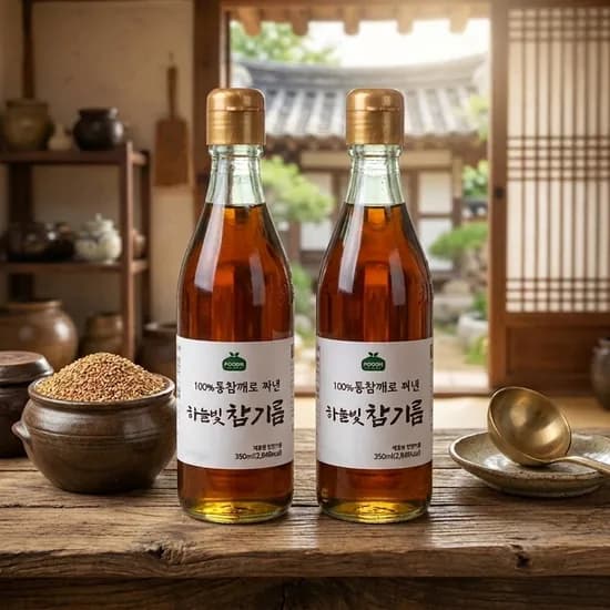 하늘빛 100% 통참깨 진하고 고소한 참기름 350ml 2개