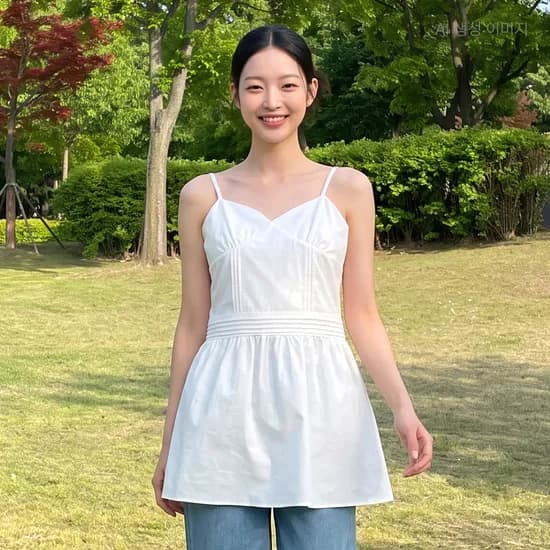 로엠 턱디테일 슬리브리스 코튼 미니 원피스 RMOWG26RT5