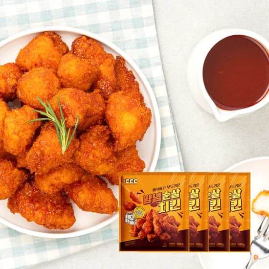 양념 순살 치킨 에어프라이어 통닭 소바바 가라아게 맥주안주 너겟 치맥 300g, 4개