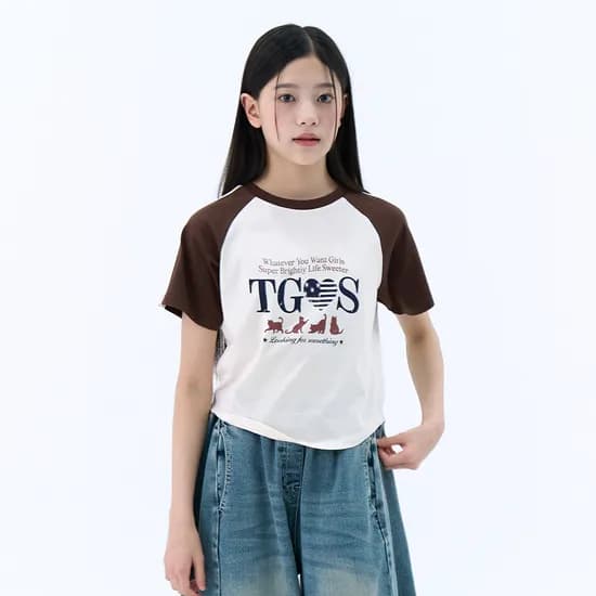 더데이걸 힙티지 소매 배색 레글런 티셔츠 TGRA26515