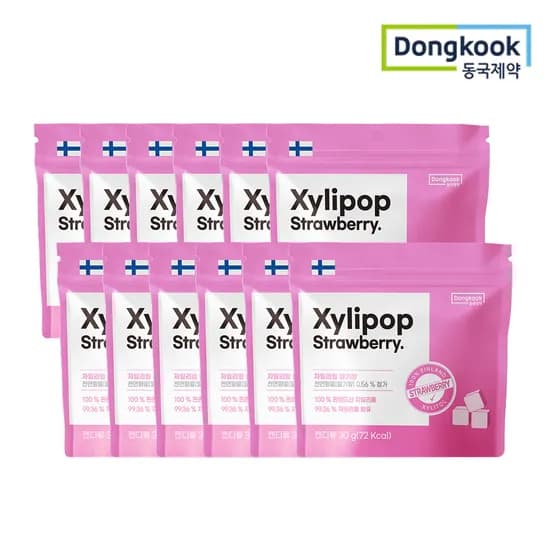 동국제약 자일리톨 무설탕 캔디 자일리팝 사탕 딸기, 30g, 12개