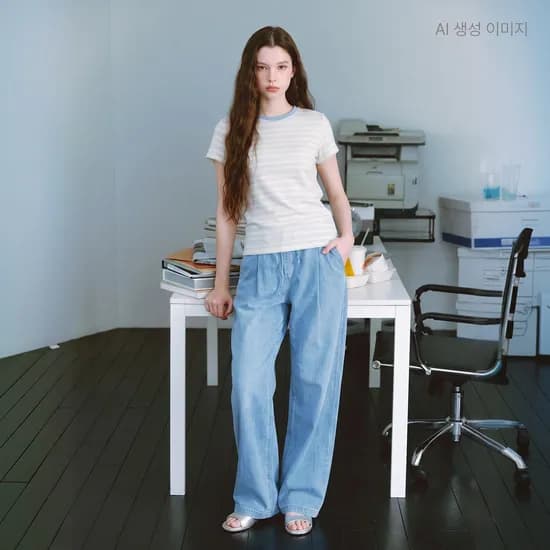 로엠 쿨 경량 풀밴딩 데님 팬츠 RMTJG37R16