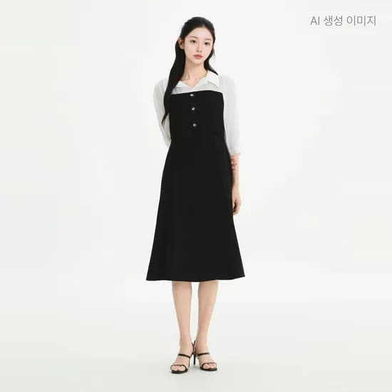 로엠 우븐매칭 2in1 롱 원피스 RMOWG38S12