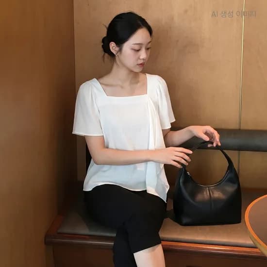 로엠 스퀘어넥 반팔 블라우스 RMBLG38R11
