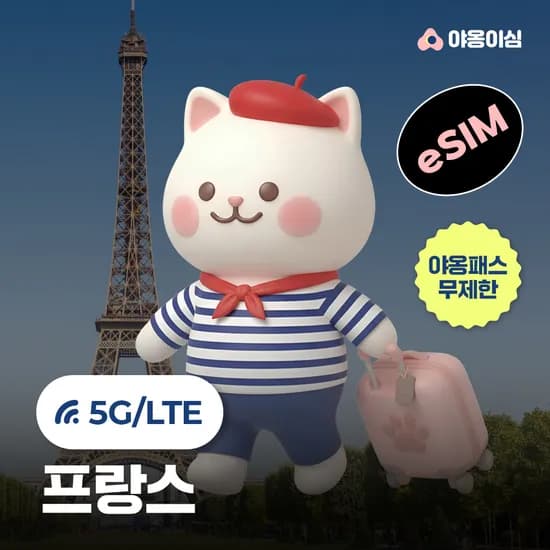 프랑스이심 eSIM 파리 1일 500MB 무제한 야옹이심 원클릭설치