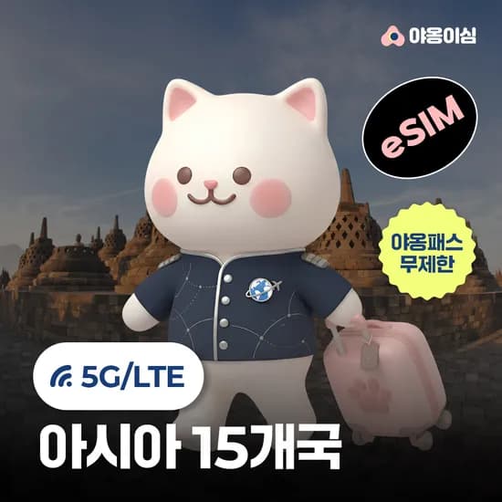 아시아이심 eSIM 1일 500MB 데이터 무제한 15개국 290원