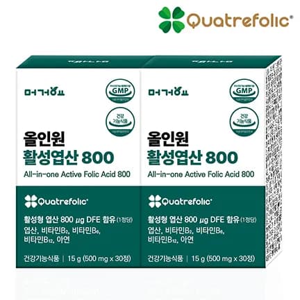 머거요 올인원 4세대 활성 엽산 800 임신준비 초기 임산부 영양제 30정