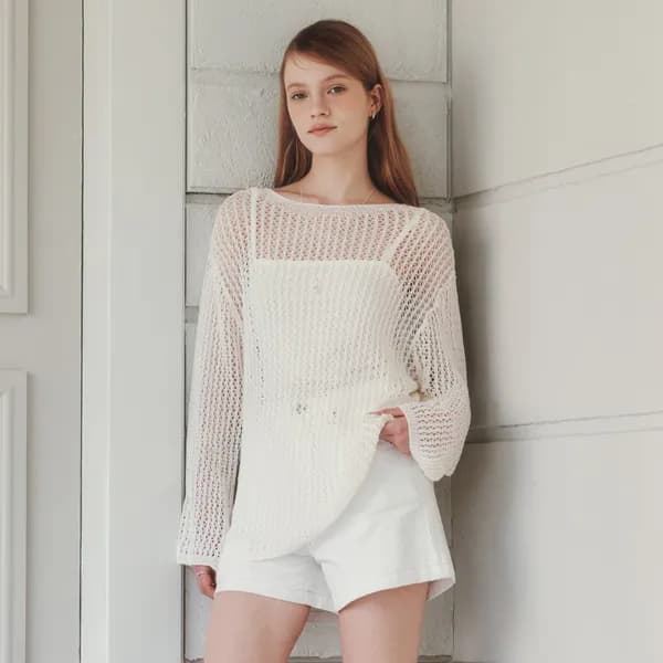 백 포인트 스카시 니트 BACK POINT SKASHI KNIT / IVORY