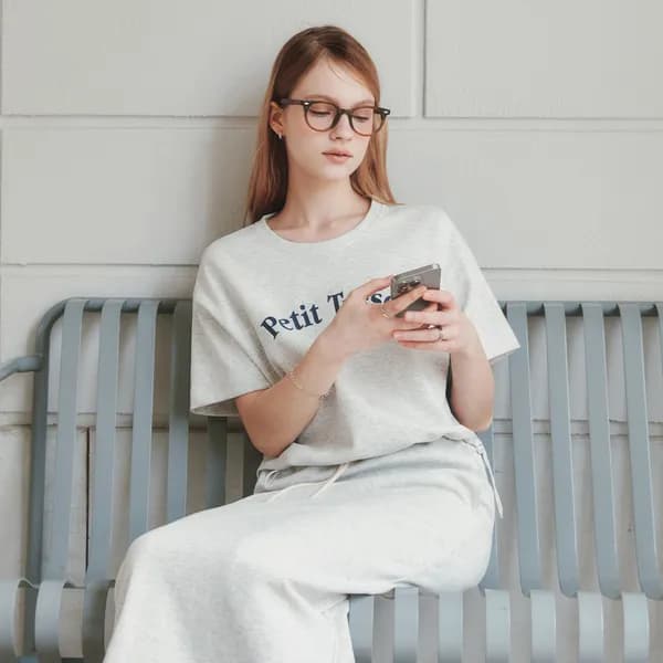 코지 스트링 반팔 티셔츠 COZY STRING T-SHIRT / WHITE OATMEAL