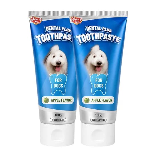 슈퍼포우 덴탈 플러스 강아지 치약 입냄새 치석 제거 바르는 치약 대용량 100g, 2개, 청사과