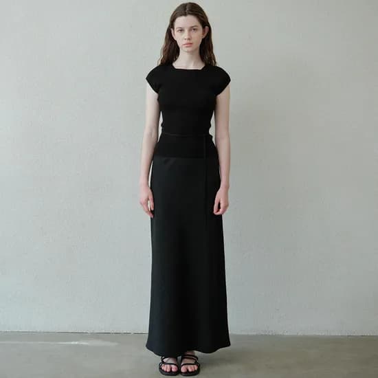 ribbed cap sleeveless knit top (black)