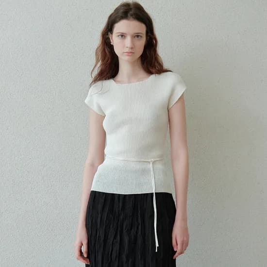 ribbed cap sleeveless knit top (cream)