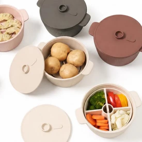 디아르 국내산 플래티넘 실리콘 이유식 토핑 야채 찜기 3종 올인원 세트 1200ml
