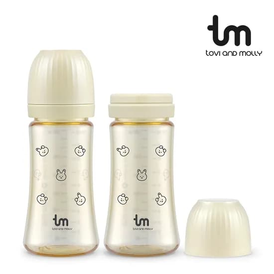 토비앤몰리 X 돗투돗 PPSU 아기 배앓이 방지 젖병 돗바니 바닐라 280ml 4개