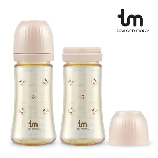 토비앤몰리 X 돗투돗 PPSU 아기 배앓이 방지 젖병 280ml 돗람이 핑크 2개