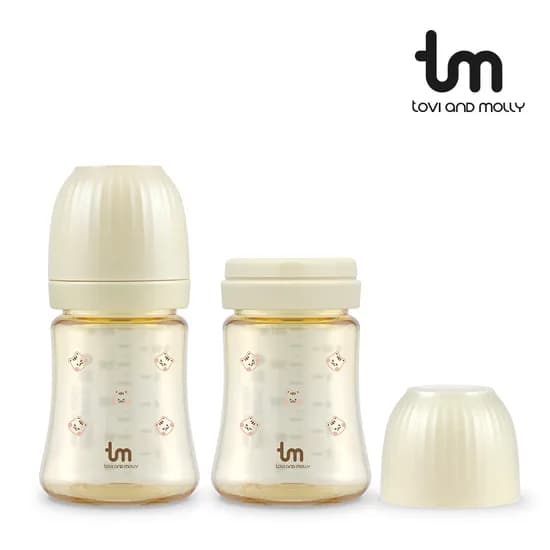 토비앤몰리 X 돗투돗 PPSU 아기 배앓이 방지 젖병 젖꼭지 미포함 180ml 돗람이 바닐라 2개