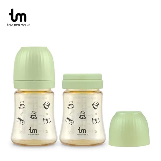 토비앤몰리 PPSU 젖병 -젖꼭지 미포함/ 더블하트 모윰 베베그로우 호환 180ml, 포포 그린, 2개