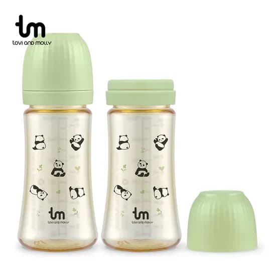 토비앤몰리 PPSU 젖병 -젖꼭지 미포함/ 더블하트 모윰 베베그로우 호환 280ml, 포포 그린, 4개