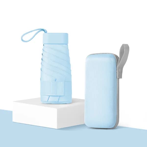 초경량 암막 우양산 미니 양산 자외선차단 휴대용 접이식 우산 스카이블루(케이스 O)