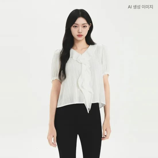 로엠 러플 반팔 블라우스 (RMBLG25RT2) RMBLG38RT2