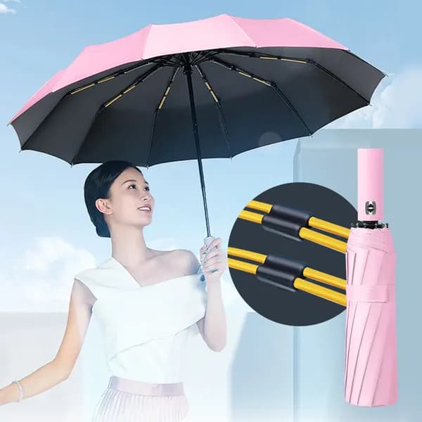 튼튼한 3단 자동 우산 카본살대 미니 사이즈 양산 경량 우양산 핑크