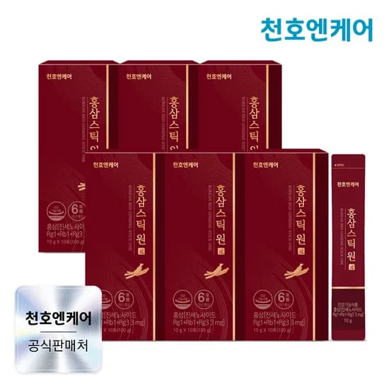 천호엔케어 강원도 6년근 홍삼진액 면역력 홍삼스틱 원 10포, 6개