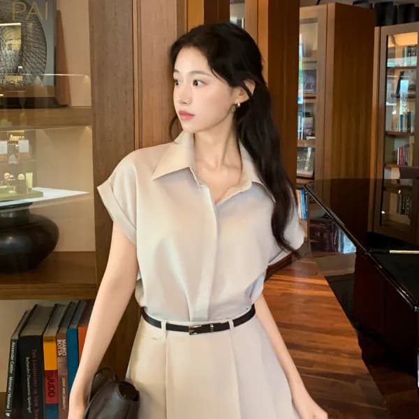 히든 단작 반팔 셔츠 가을블라우스 bs8841