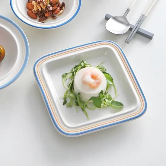 시라쿠스 메이플 빈티지 레트로 카페 브런치 플레이트 정사각접시 16cm, 라인브라운