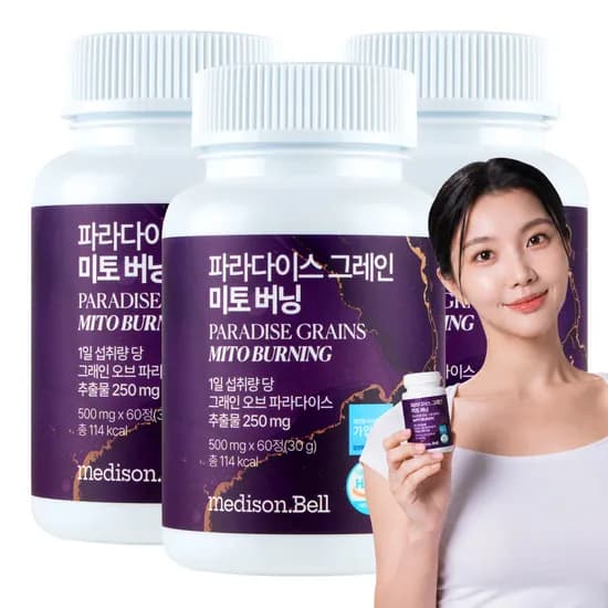 메디슨벨 파라다이스 그레인 미토 버닝 15g 체지방관리 컷팅제 60정, 3개
